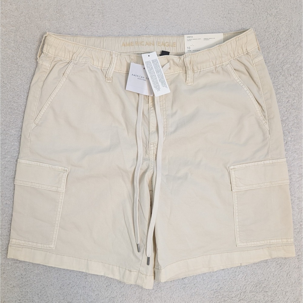 NEW American Eagle High Rise Bermuda Cargo Shorts Pockets Womens 10x8" Yellow